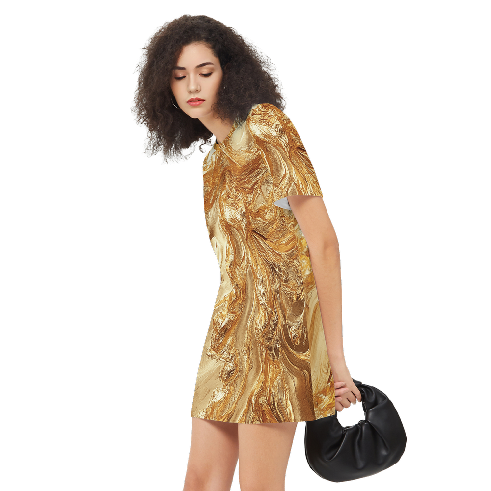 Gold Print T-Shirt Dress (Heavyweight)