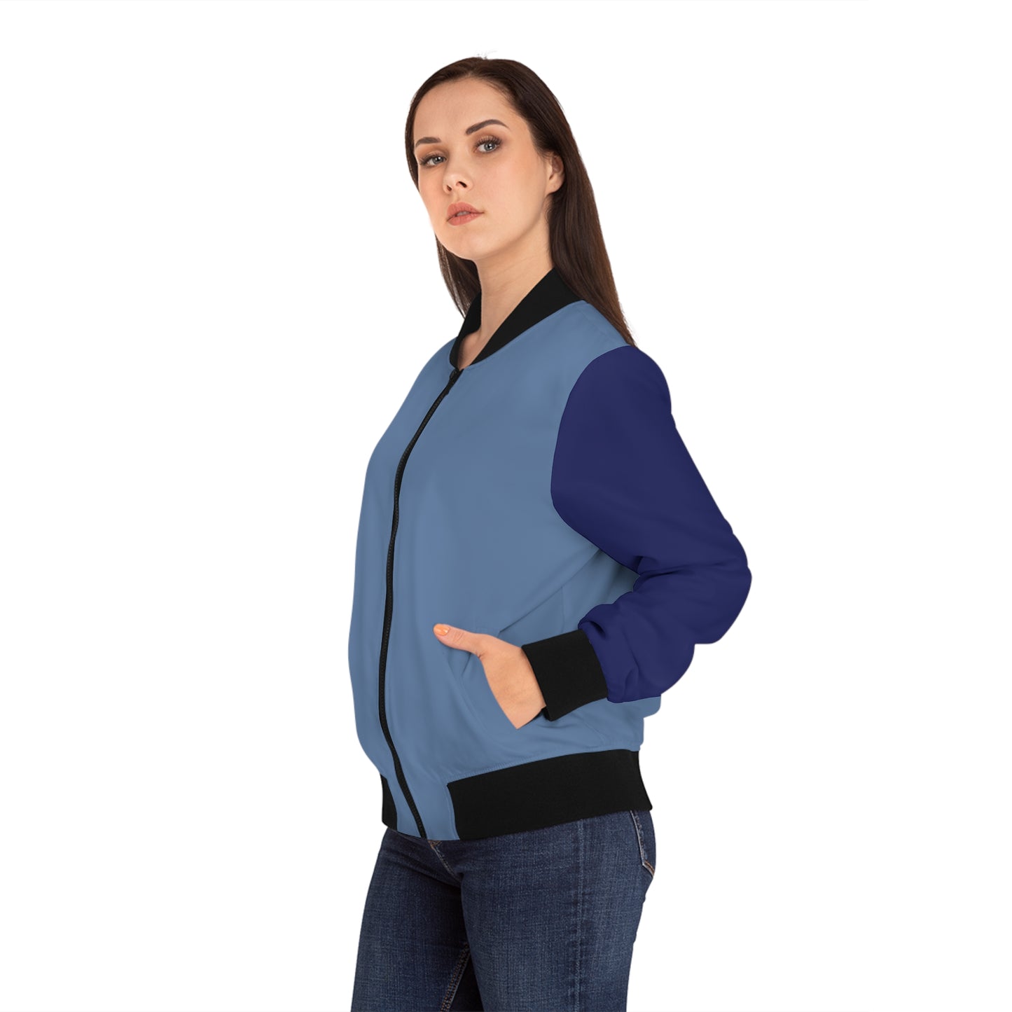 Monochrome Blue Bomber Jacket