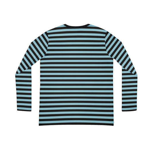 Aqua & Black Striped V-Neck Top