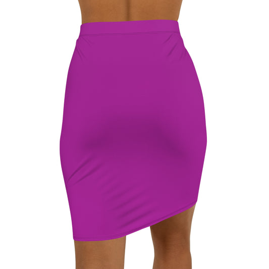 Hot Purple Mid-Waist Pencil Skirt
