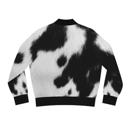 Cow Print Bomber Jacket