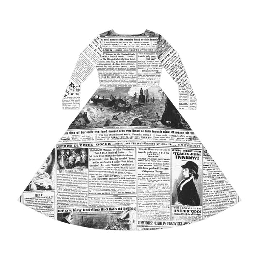 Vintage Newspaper Print Dress