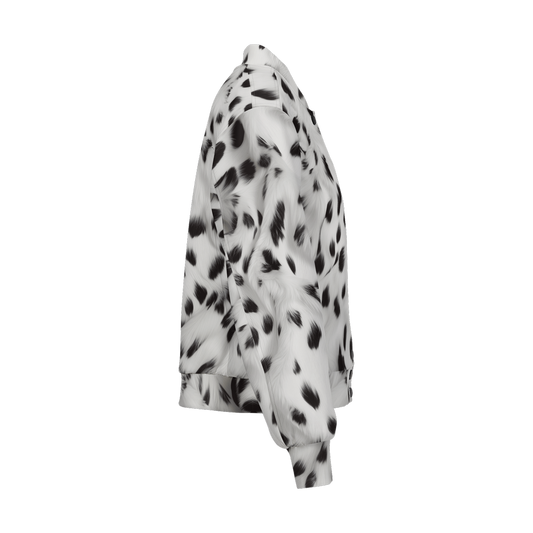 Dalmatian Fur Print Double Layered Bomber Sports Jacket