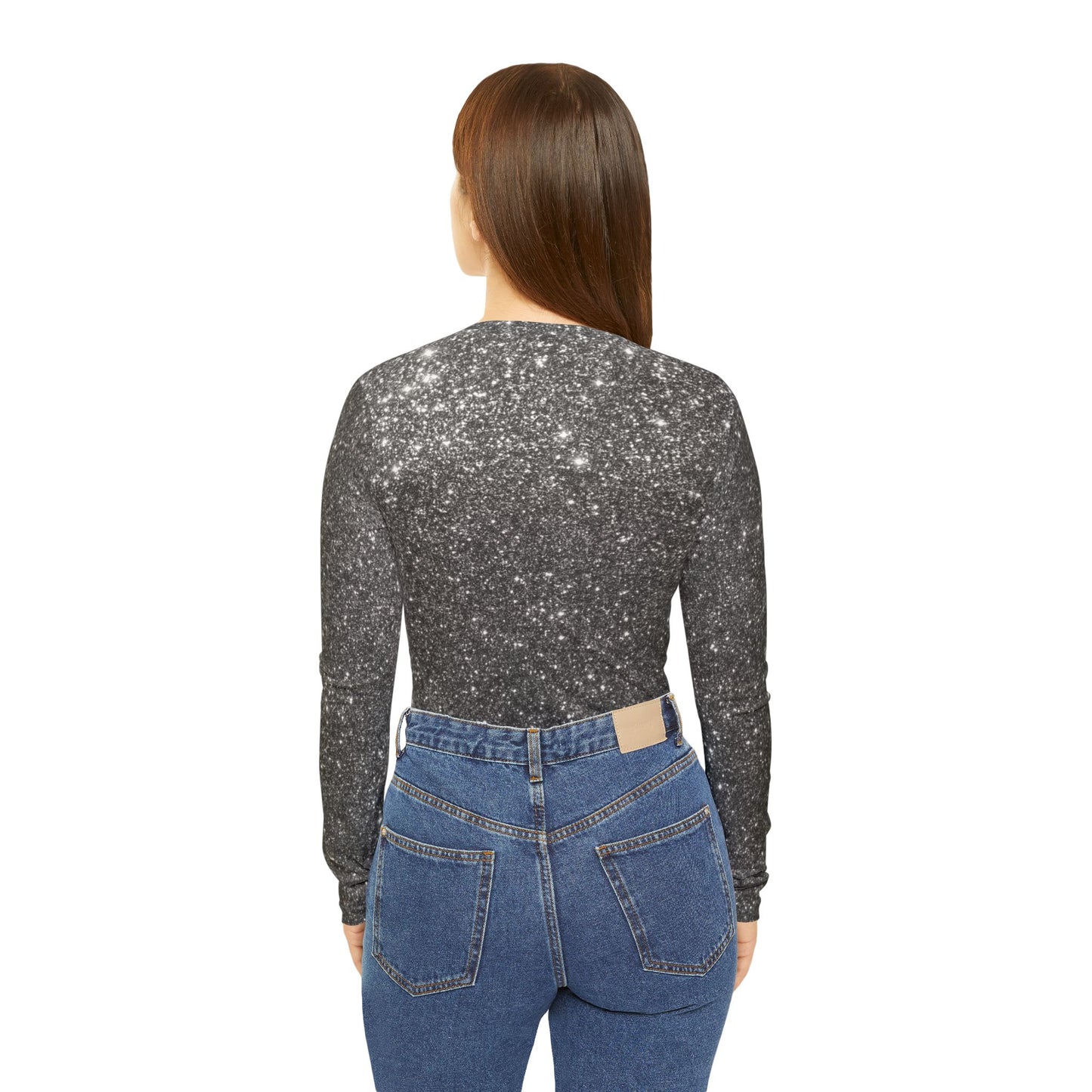 Shiny Long Sleeve V-neck Shirt