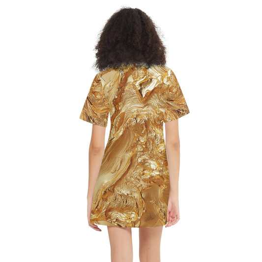 Gold Print T-Shirt Dress (Heavyweight)