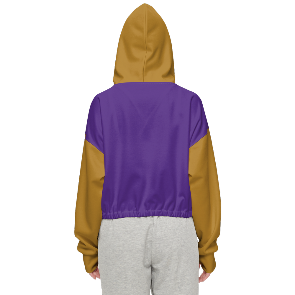 Mustard Yellow & Purple Cropped Hoodie (Super Heavy)