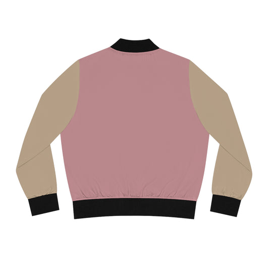 Women's Pink & Beige Colourblock Bomber Jacket