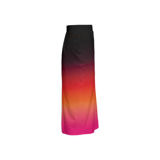 Gradient Print Back Split Pencil Skirt
