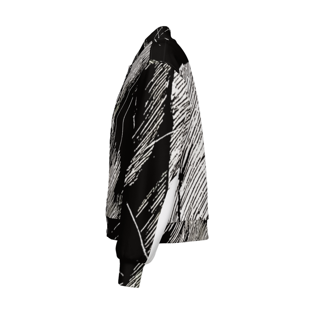 Pen Shading Print Bomber Jacket