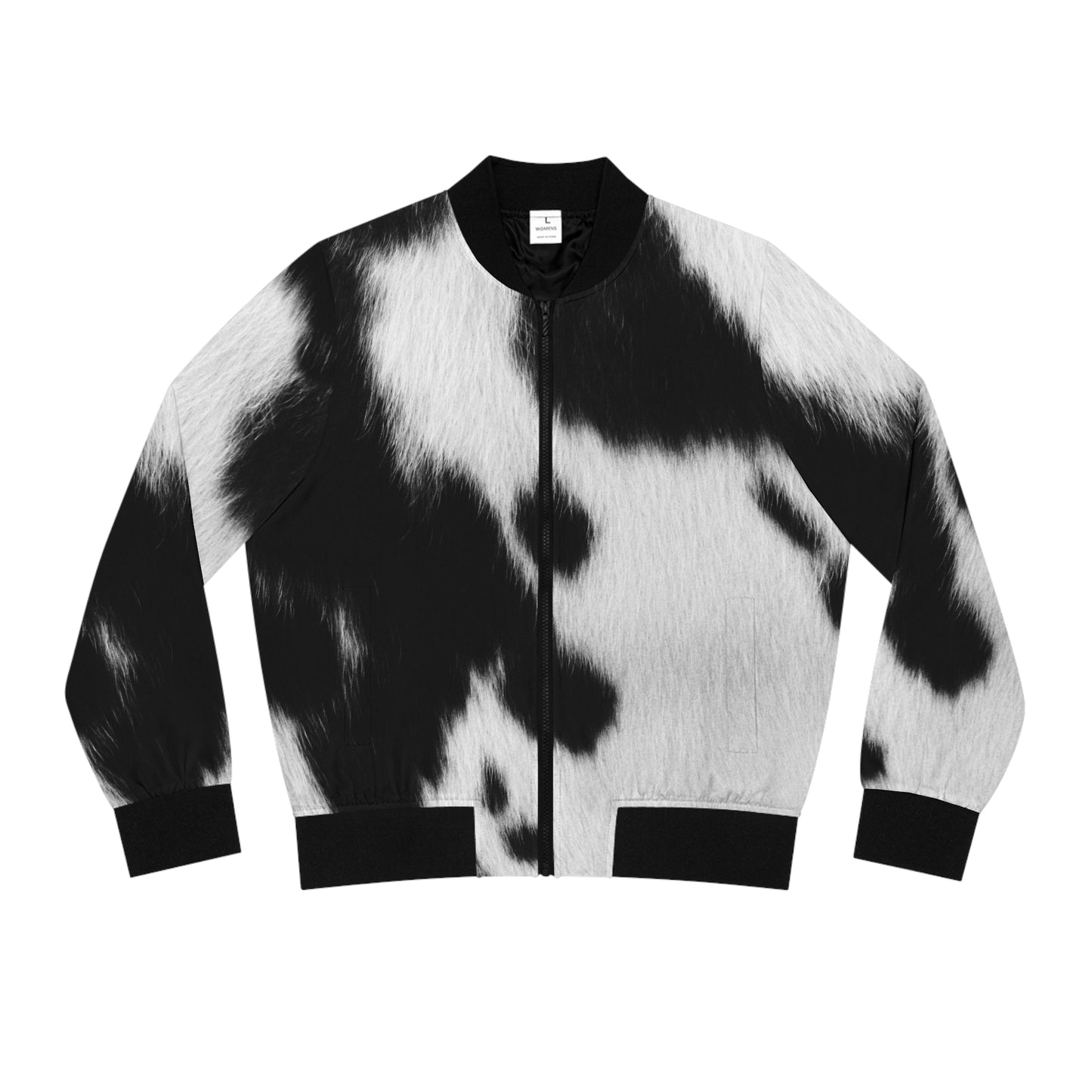 Cow Print Bomber Jacket