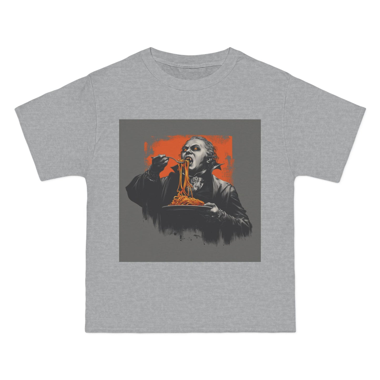 Vampire Eating Pasta Print T-Shirt