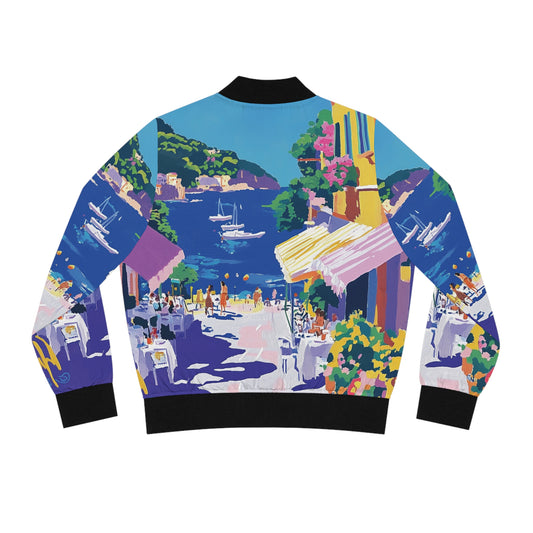 Italian Seaside Painting Bomber Jacket