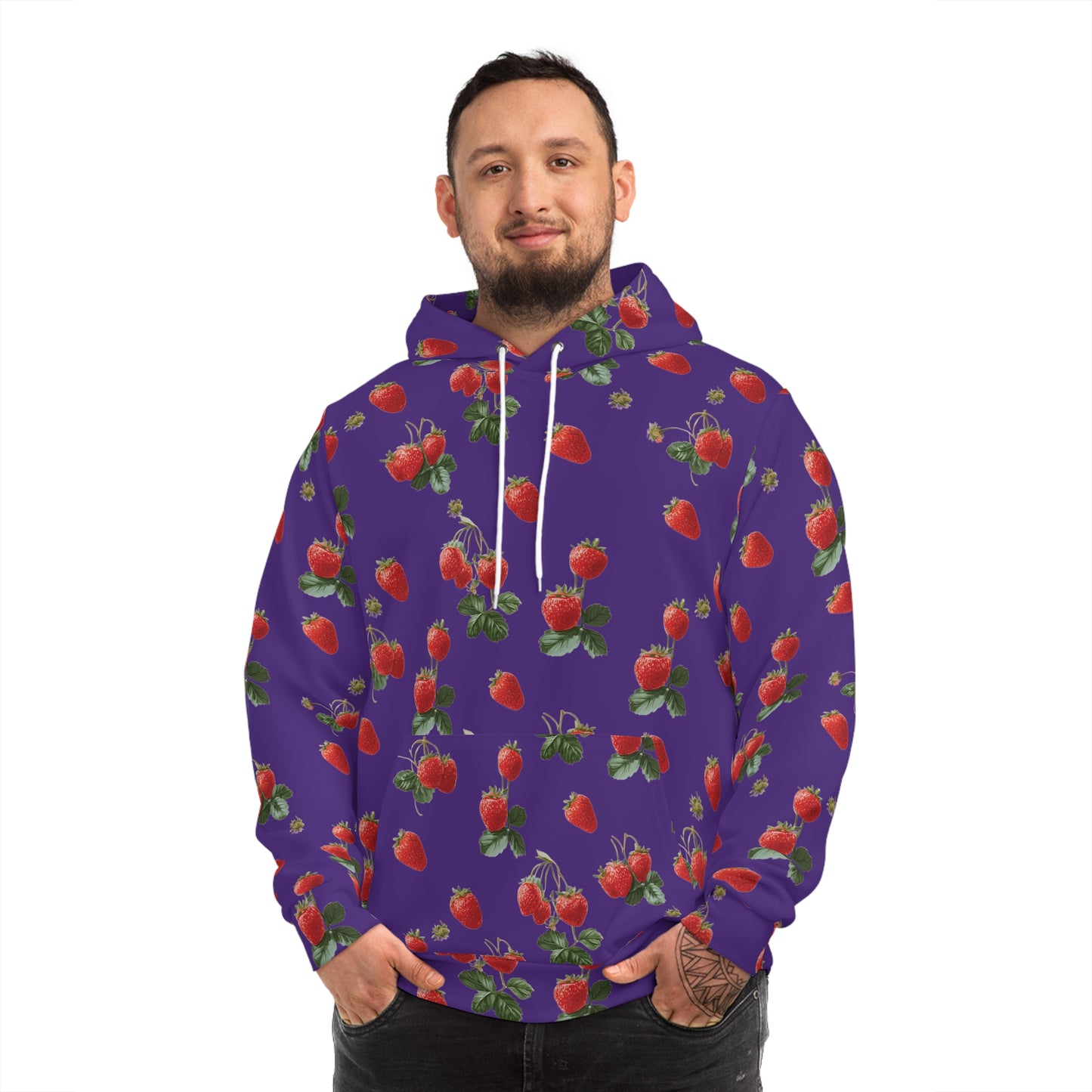 Strawberry Pattern Purple Hoodie