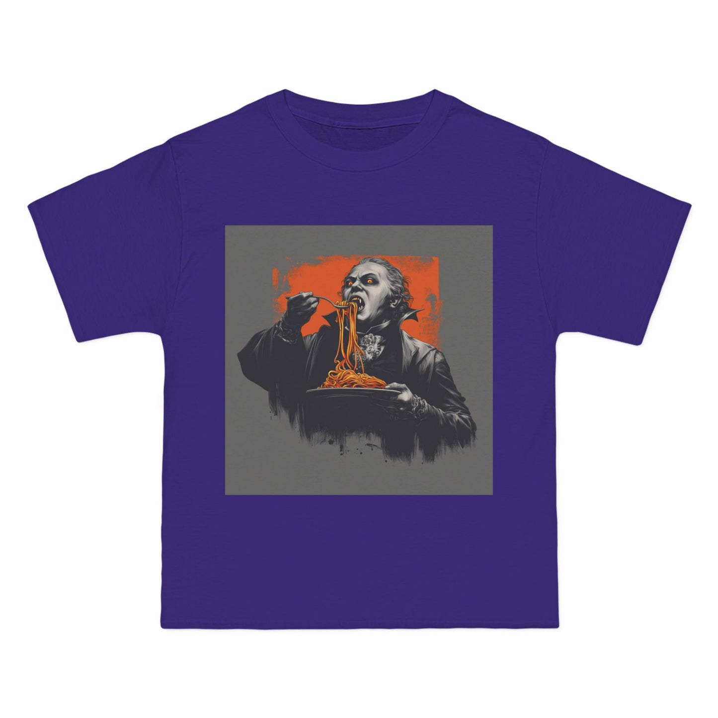 Vampire Eating Pasta Print T-Shirt