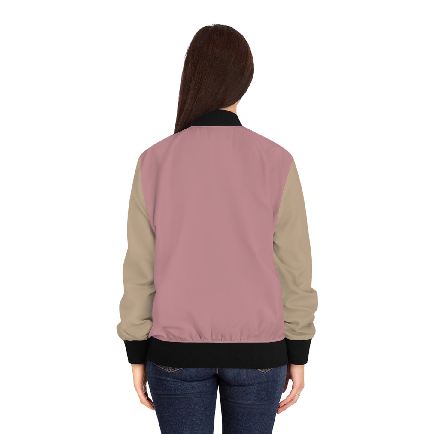 Women's Pink & Beige Colourblock Bomber Jacket