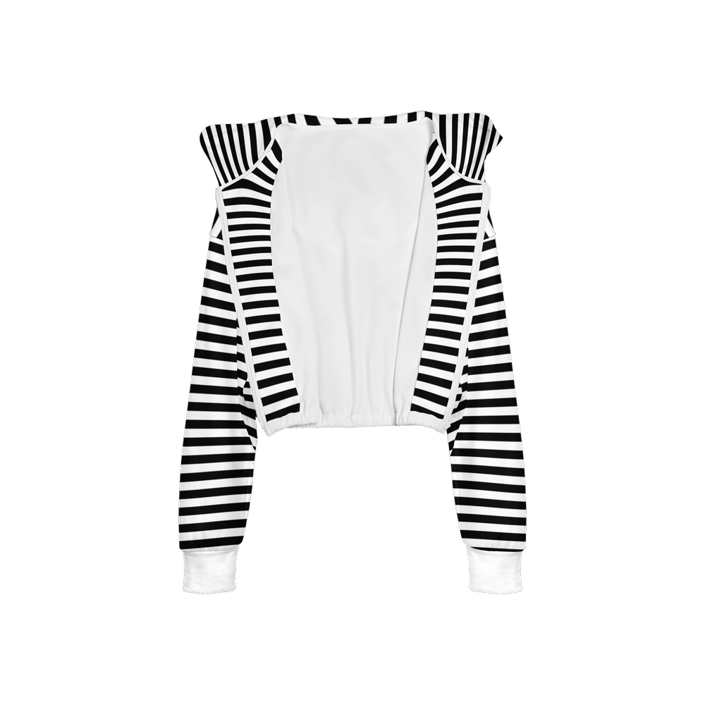Striped Cropped Hoodie - White Cuffs (Super Heavy)