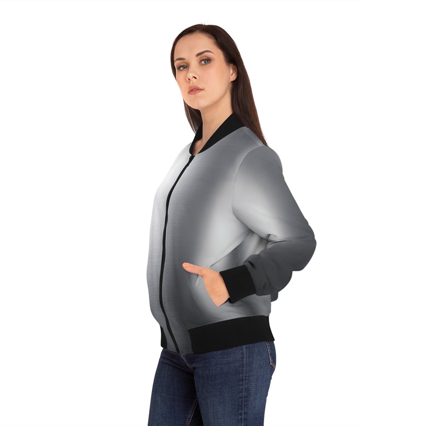 Metallic Print Bomber Jacket