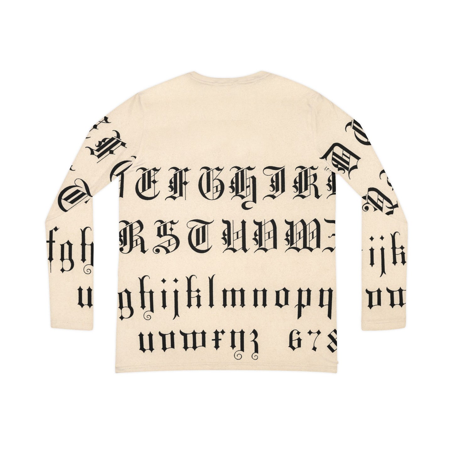 Gothic Inscription Long Sleeve V-neck Shirt
