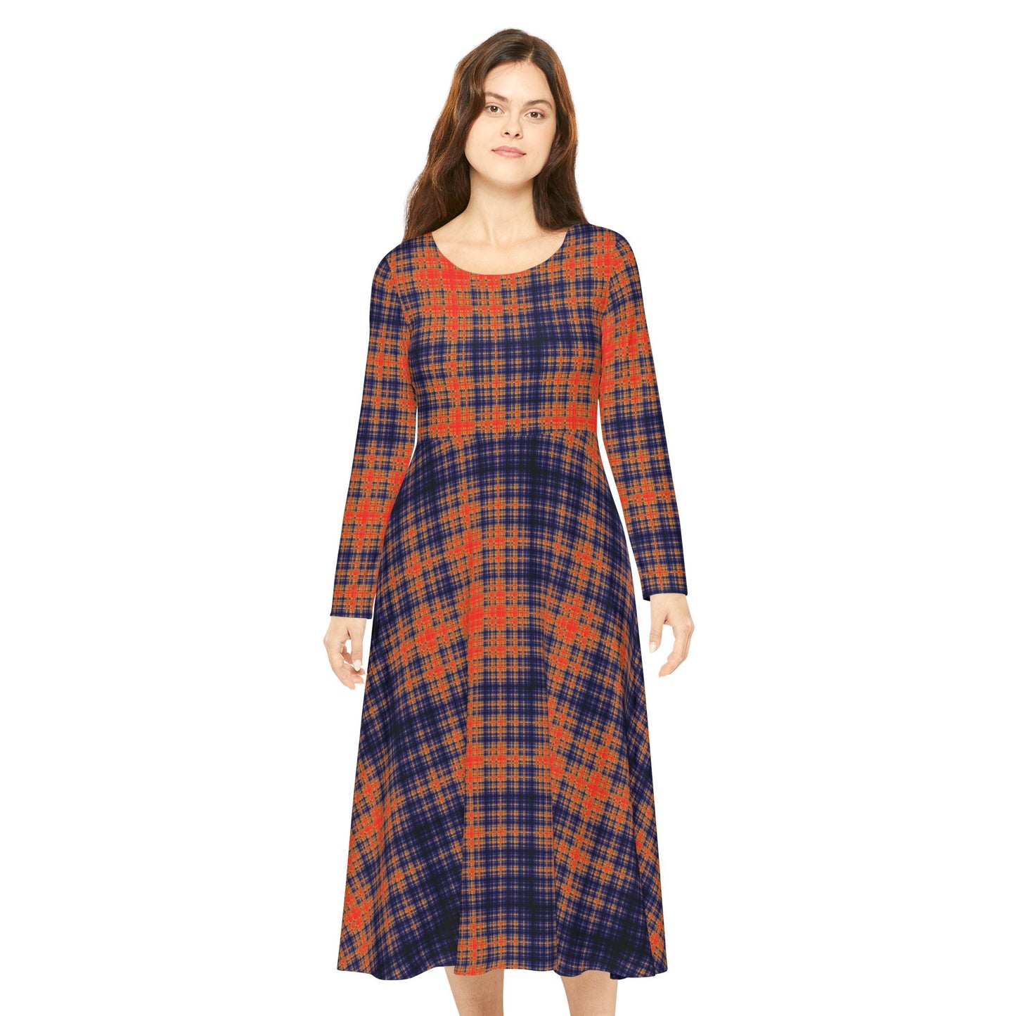 Plaid Print Midi Dress