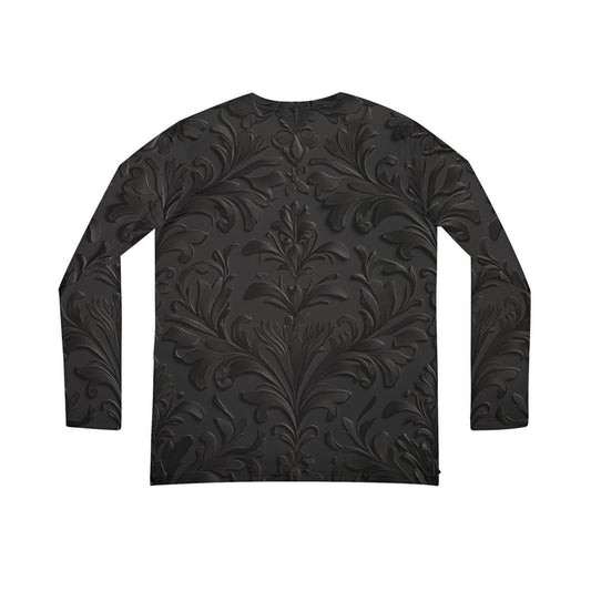Damask Print Long Sleeve V-neck Shirt