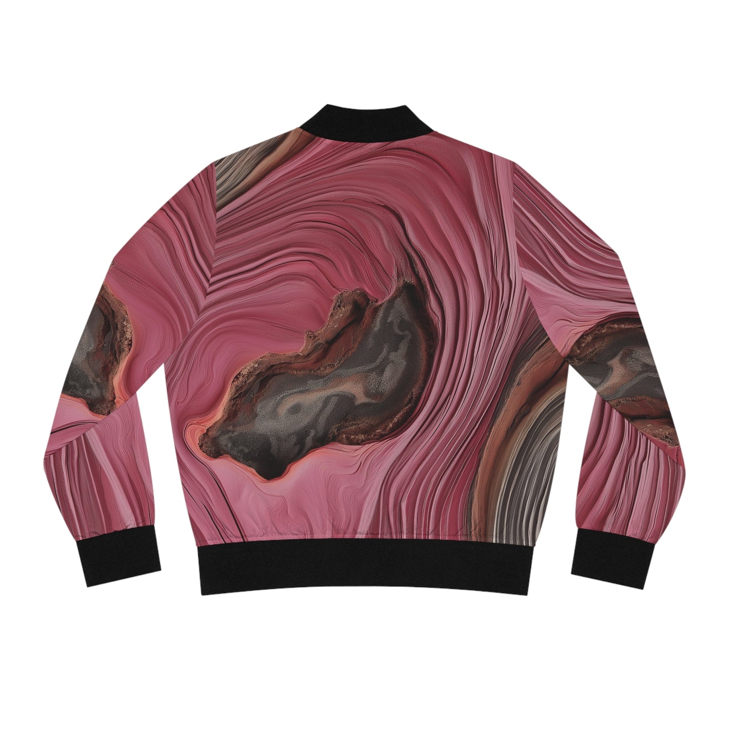 Rose Wood Grain Print Bomber Jacket