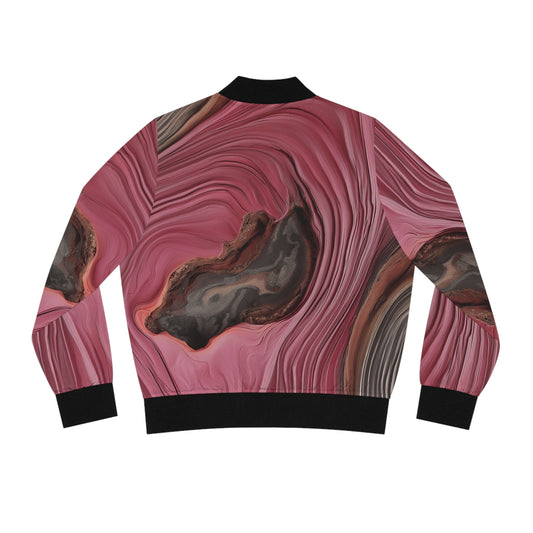 Rose Wood Grain Print Bomber Jacket