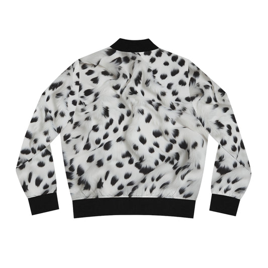 Dalmatian Fur Print Bomber Jacket