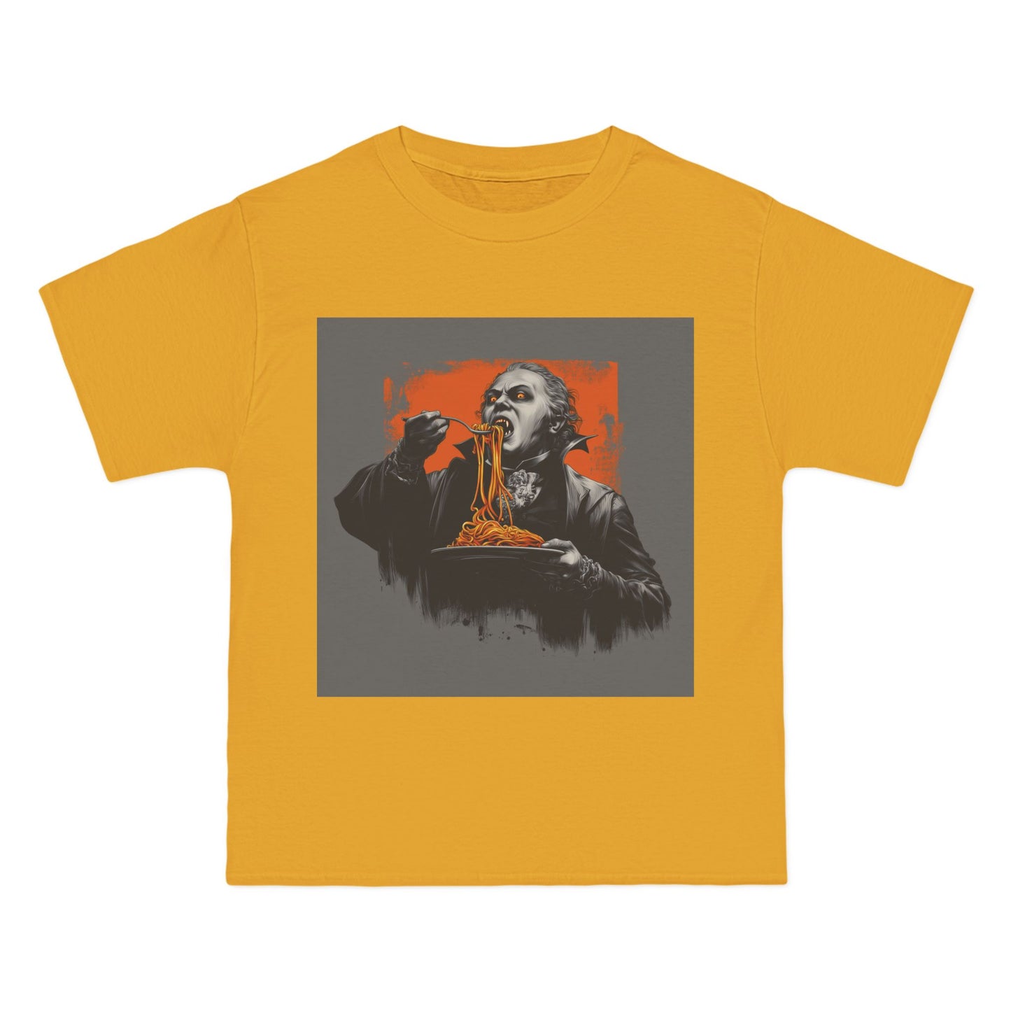 Vampire Eating Pasta Print T-Shirt