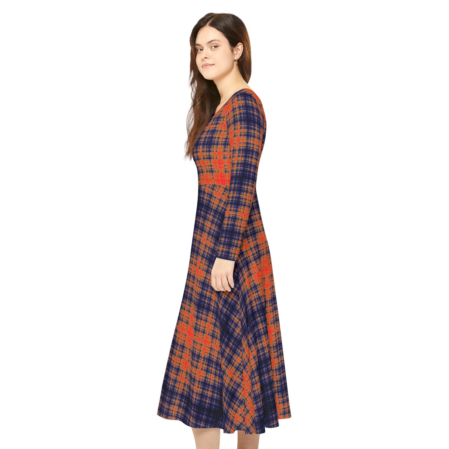 Plaid Print Midi Dress