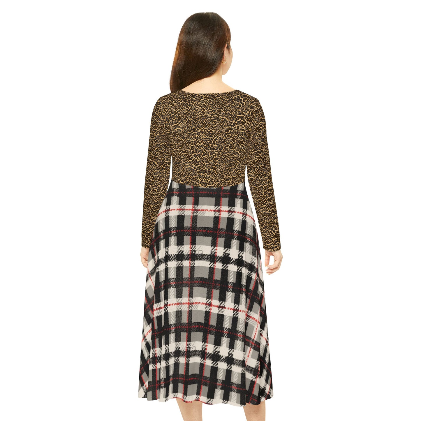 Leopard and Plaid Print Dress