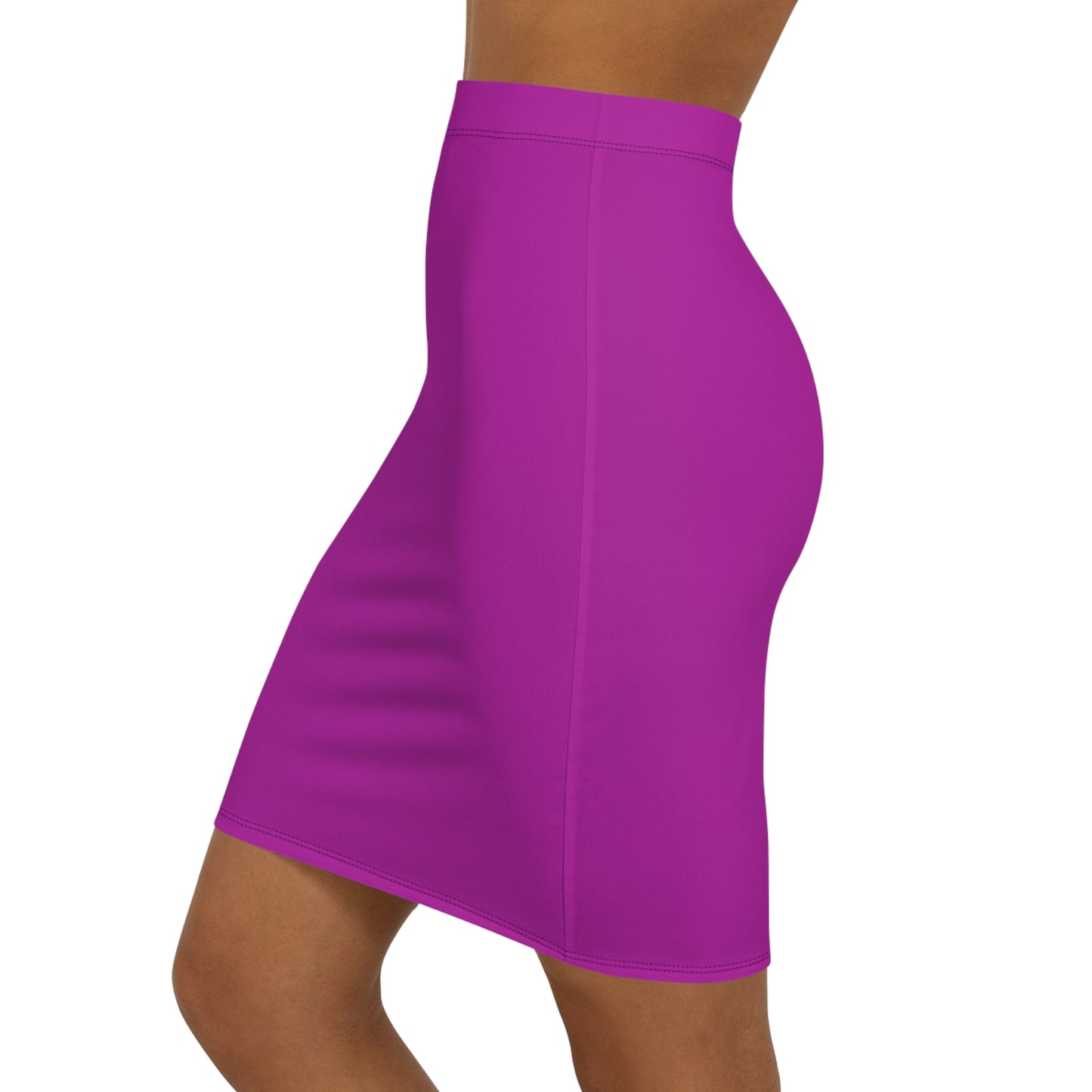 Hot Purple Mid-Waist Pencil Skirt