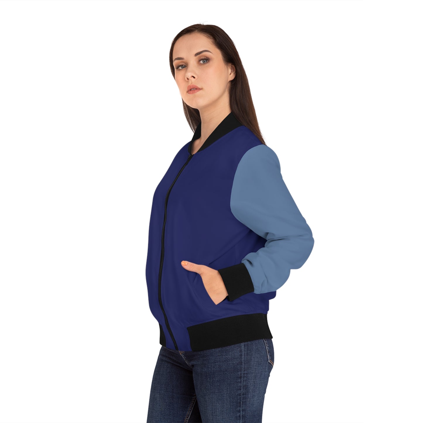 Monochrome Blue Bomber Jacket