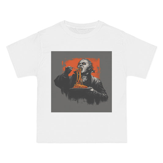 Vampire Eating Pasta Print T-Shirt