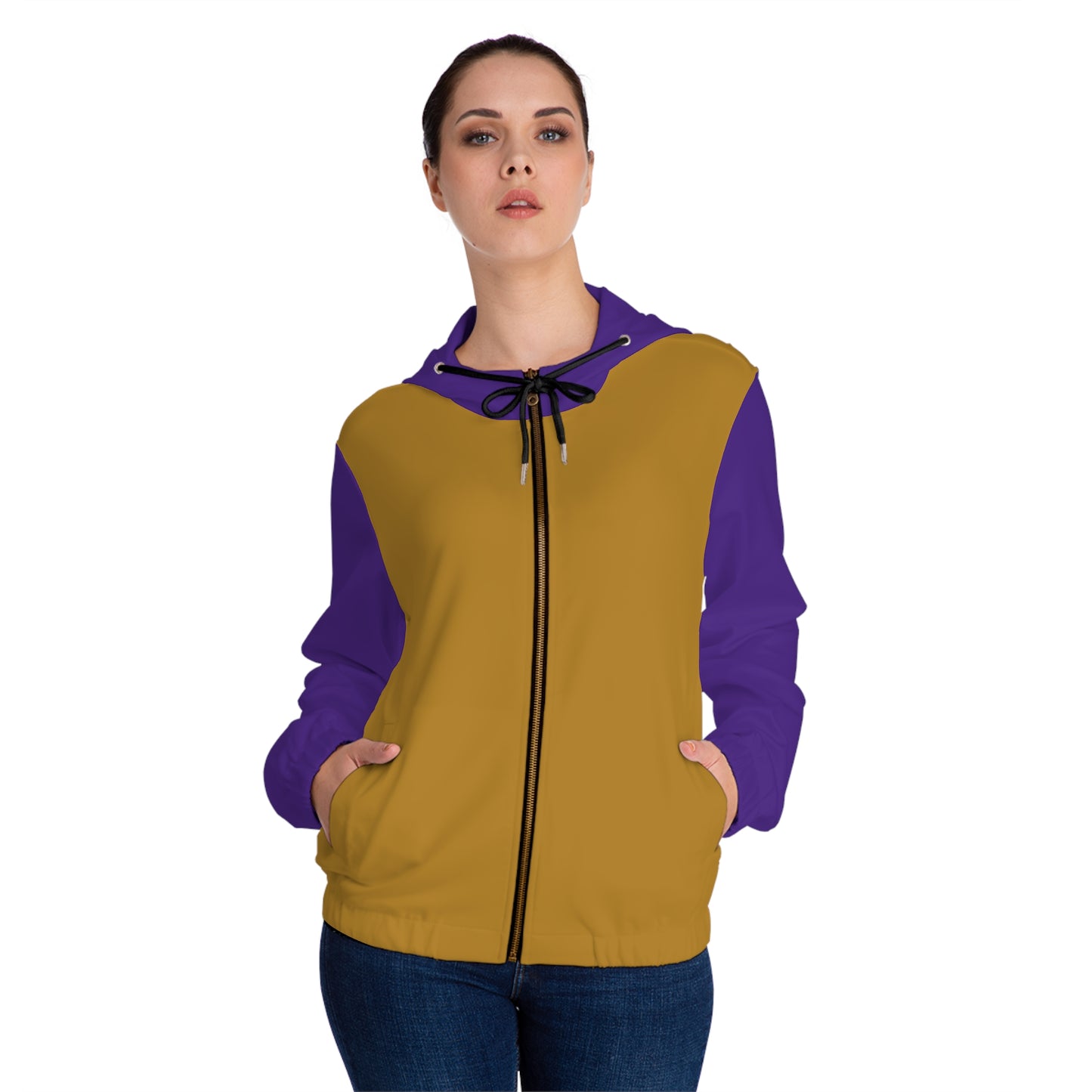 Mustard Yellow, Dusty Pastel Blue & Purple Zip Hoodie