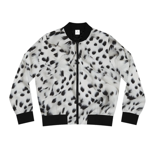 Dalmatian Fur Print Bomber Jacket
