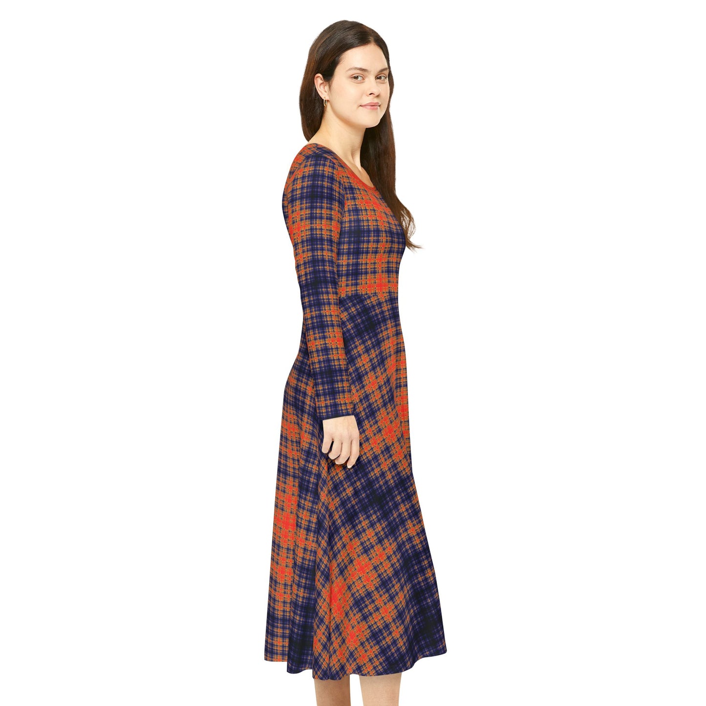 Plaid Print Midi Dress