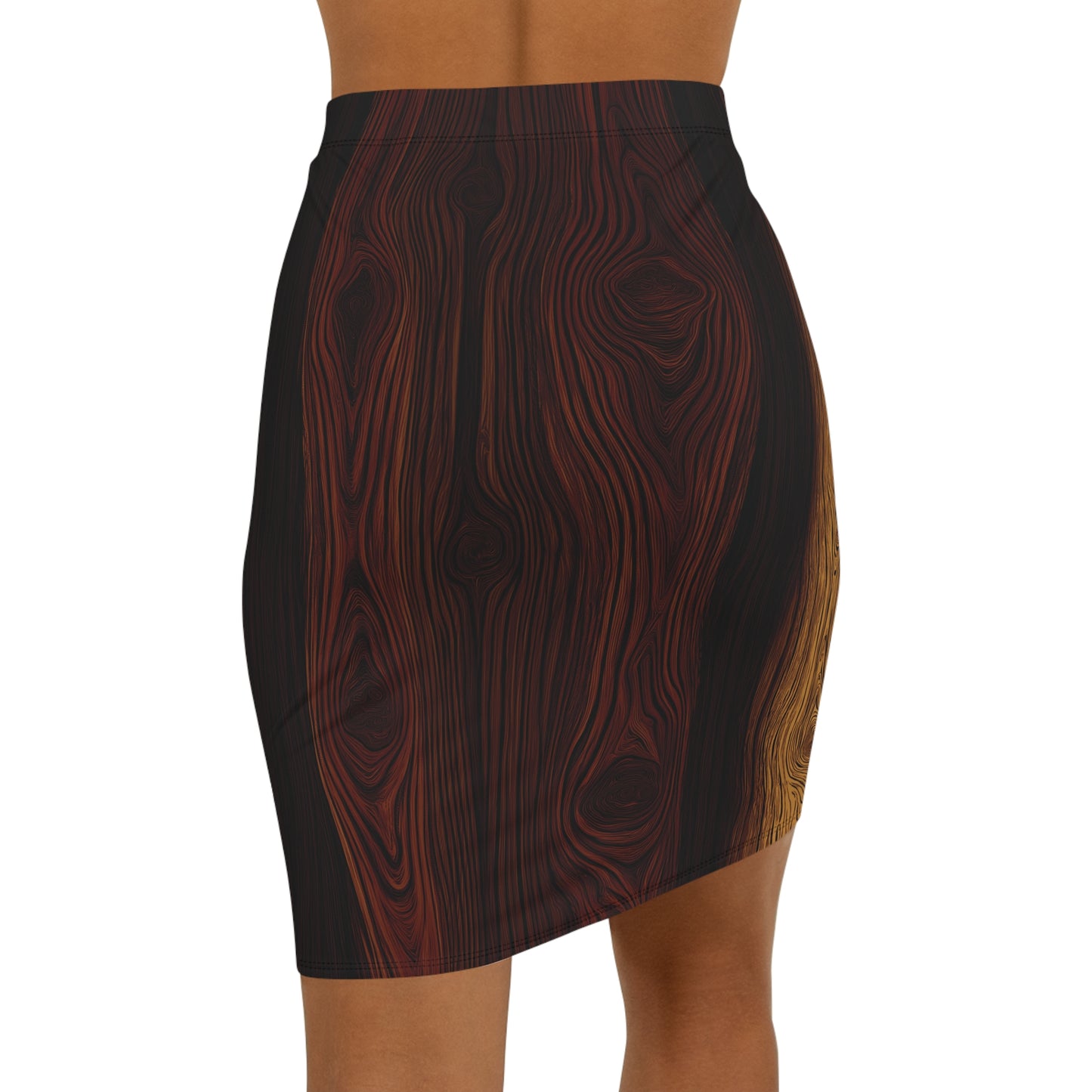 Wood Grain Print Pencil Skirt