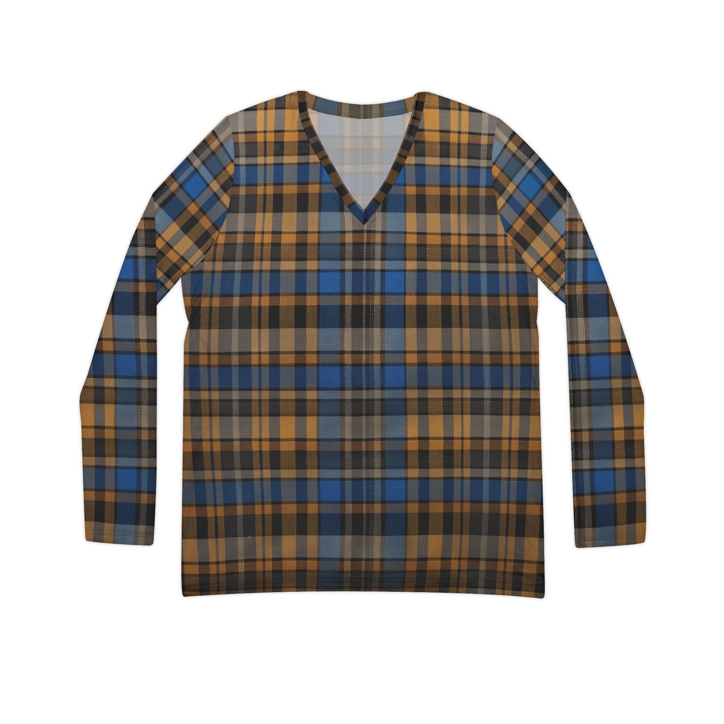 Plaid Print V-Neck Top