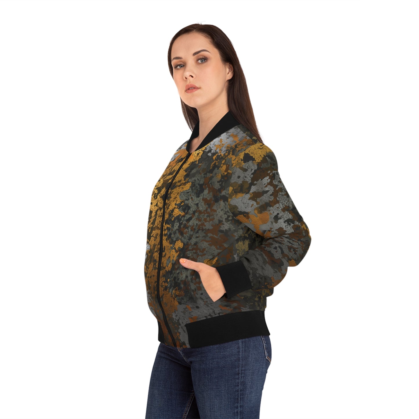 Gold Silver & Bronze Camouflage Bomber Jacket