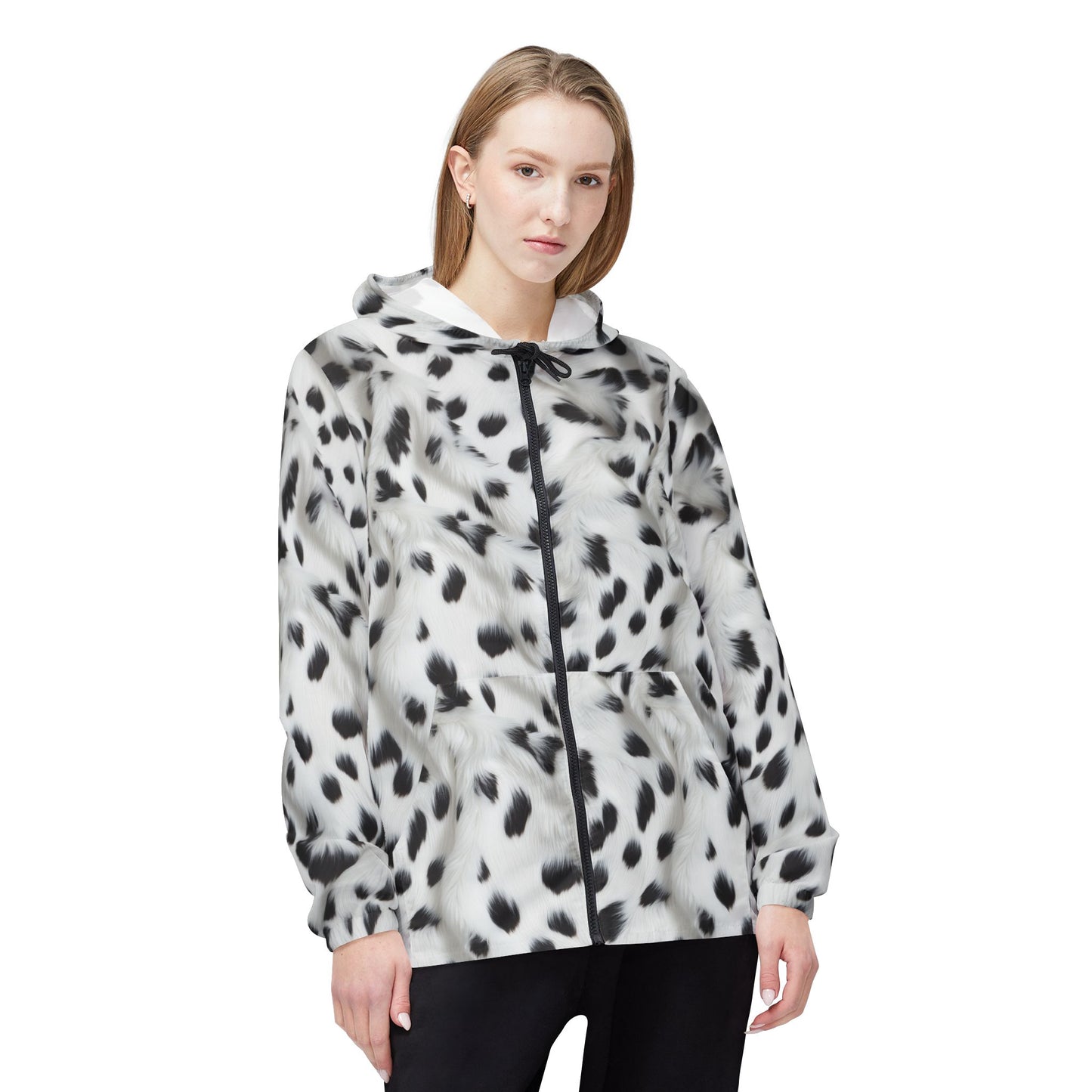 Dalmatian Print Windbreaker Jacket