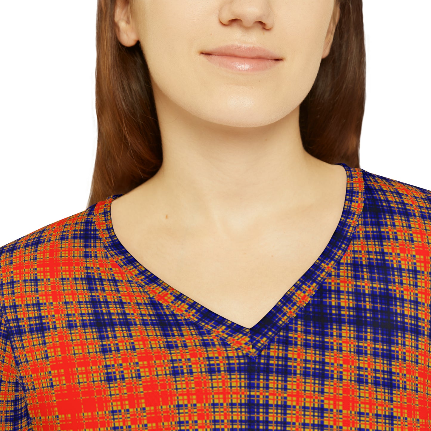 Plaid Print V-neck Top