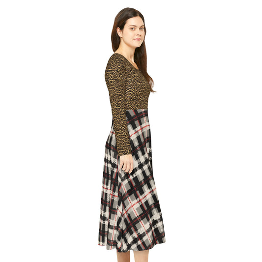 Leopard and Plaid Print Dress
