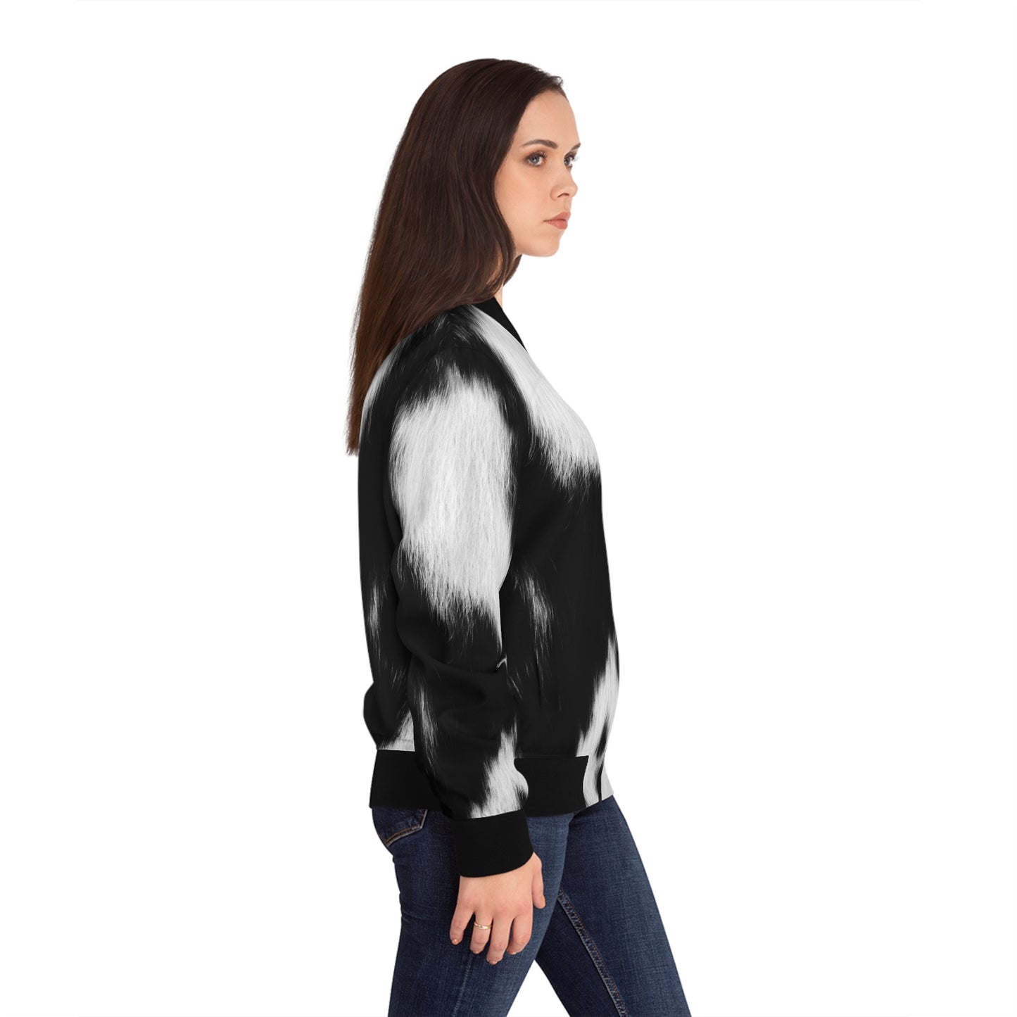 Cow Print Bomber Jacket