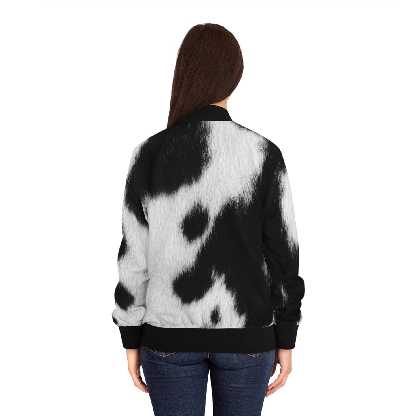 Cow Print Bomber Jacket