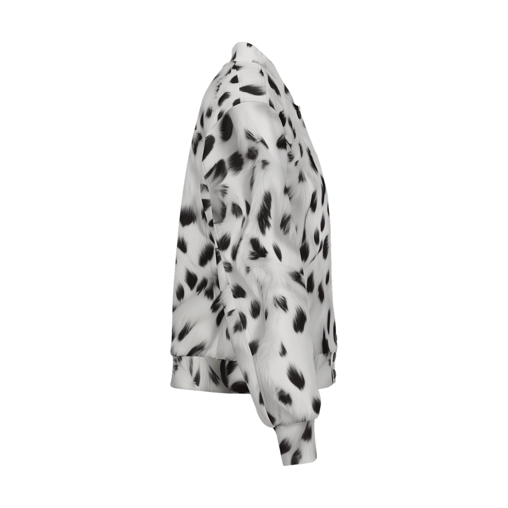 Dalmatian Fur Print Double Layered Bomber Sports Jacket