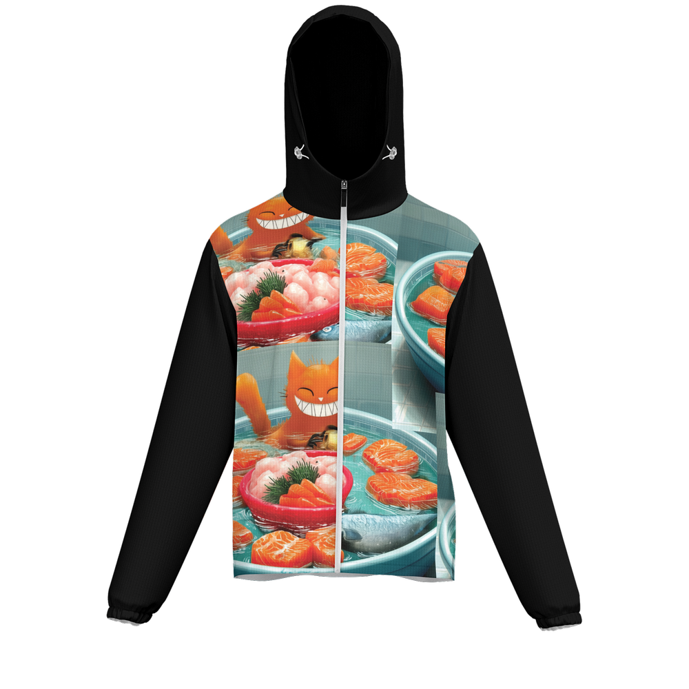 'Cat Bathes in Sushi' Lightweight Windbreaker (Water Resistant)