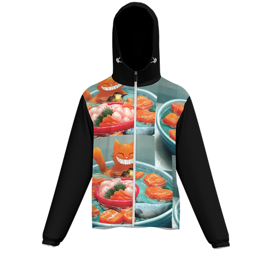 'Cat Bathes in Sushi' Lightweight Windbreaker (Water Resistant)