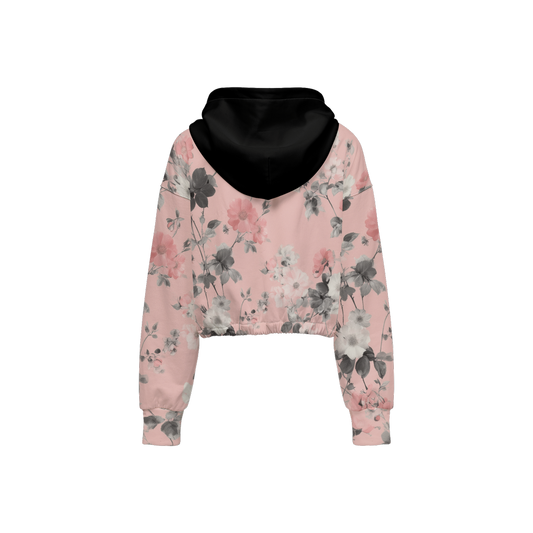 Floral Print CroppedHoodie (Super Heavy)