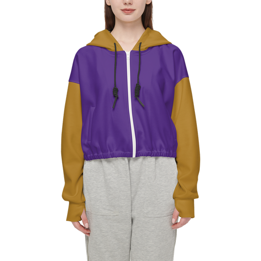 Mustard Yellow & Purple Cropped Hoodie (Super Heavy)