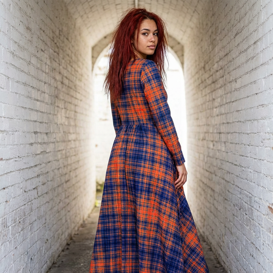 Plaid Print Midi Dress